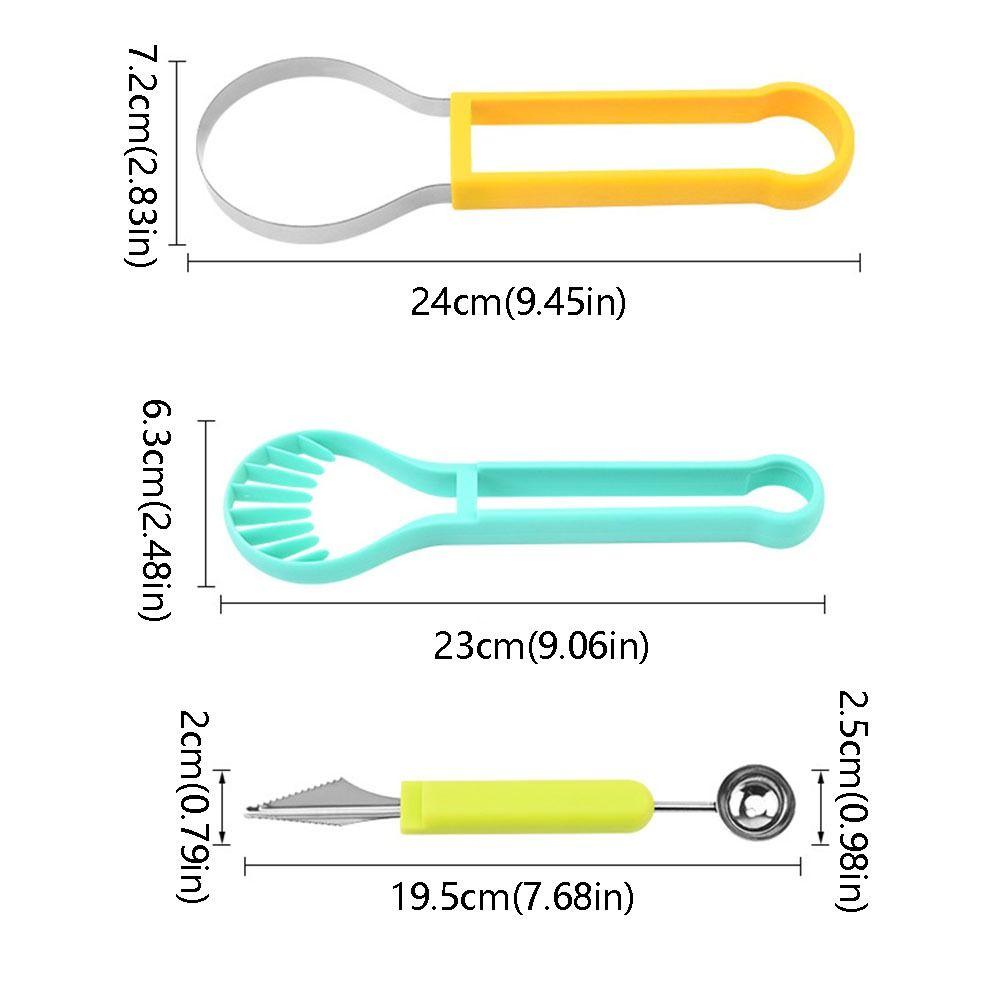 Innovative 3 in 1 Melon Scoops Colorful Plastic Avocado Slicer Fruit Baller Double-Headed Fruit Corer Tool Kitchen Gadgets