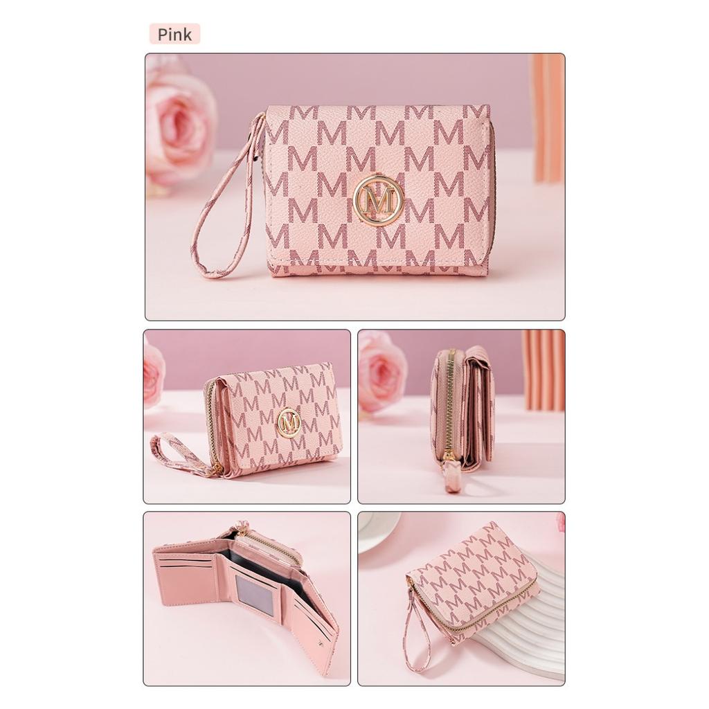 Women's Short Wallet with Three Fold Zipper and Small Wallet, Simple and Fashionable with Old Pattern Card Bag