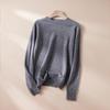 Warm Wool Cashmere Round Neck Sweater - Seamless Solid Color Loose Fit Pullover