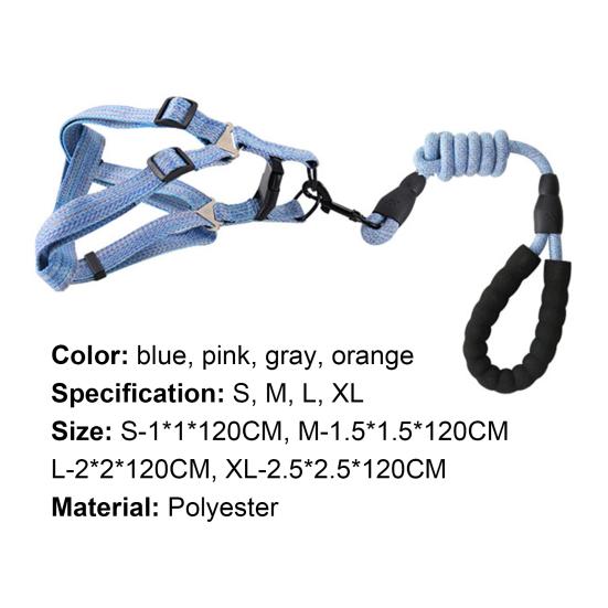 Dog Chest Strap Comfortable Portable Polyester 120cm Small Medium Pet Puppy Harness for Outdoor