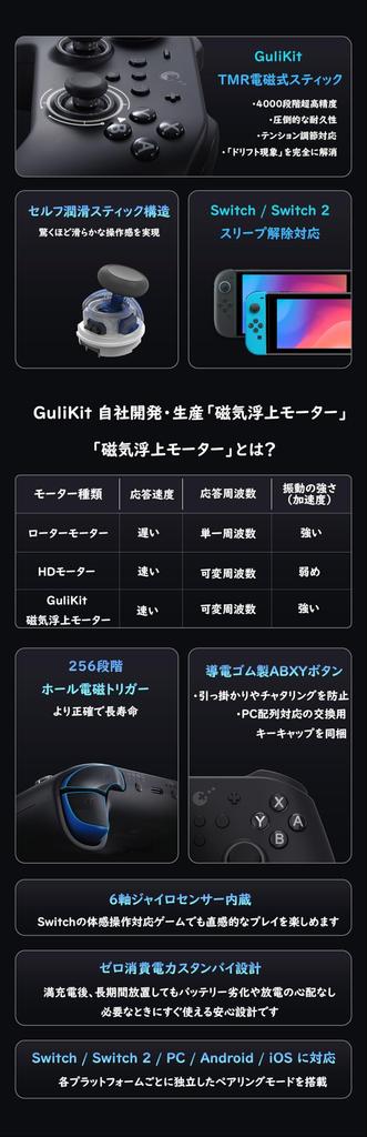 GuliKit TT Pro Controller with TMR Tension Adjustable Compatible with Macro Turbo Rapid Switch 1 2 Sleep Back HD Micro RGB Ultra Low Wireless Switch
