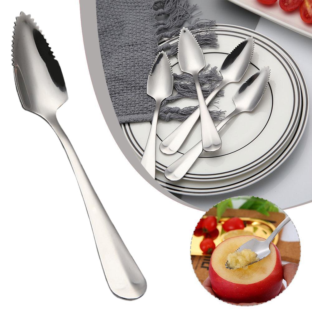 4/1pcs Grapefruit Spoon Thick Stainless Steel Scraping Coffee Spoons Tableware Fruit Teaspoons S4Z6