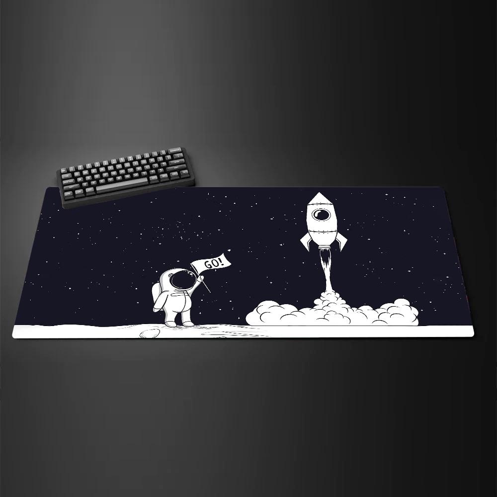 Space rocket large Mouse Pad Desk Mat Gaming mats NonSlip Stitched Edge Keyboard Extended pad Computer mouse pads office rug