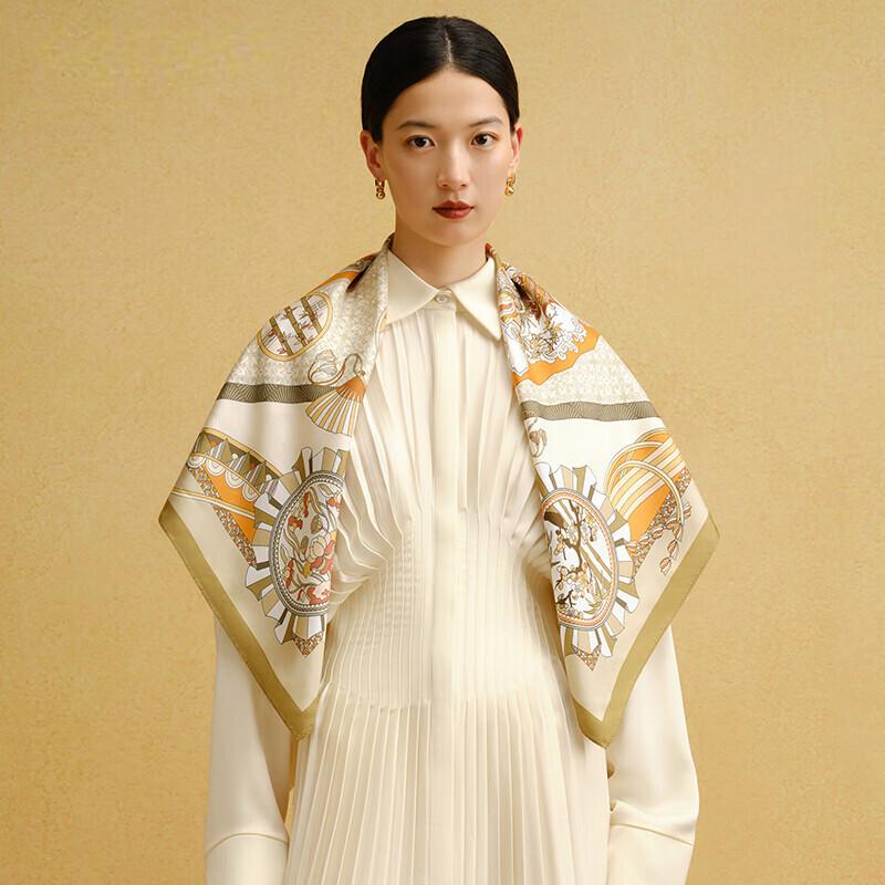 Wanshili 88cm Mulberry Silk Square Scarf