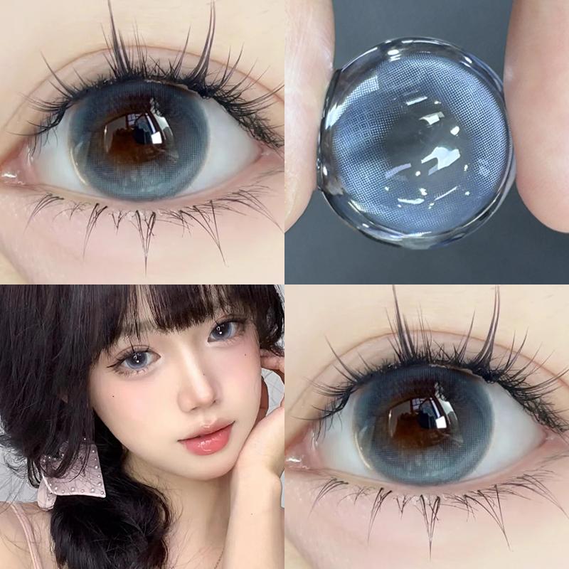Mill Creek 2pcs Contact Lenses with Grade Rimless 14.5MM Big Eyes Summer Series Blue Contact Lenses Student Ladies Eye Make Up