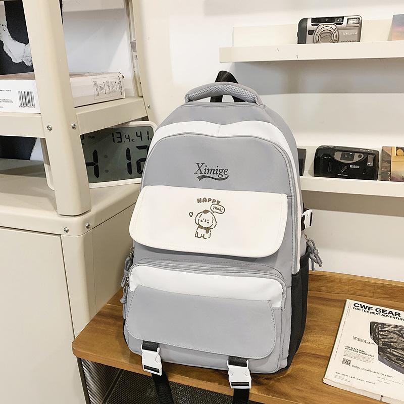 School Bag New High Value Contrasting Color High School Backpack Trend Versatile College Student Couple Casual Backpack