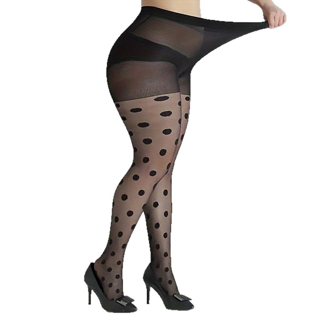 Spring and summer thin big wave point flat crotch 0D jacquard black bare leg pantyhose black silk pure desire sexy stockings anti-hook silk