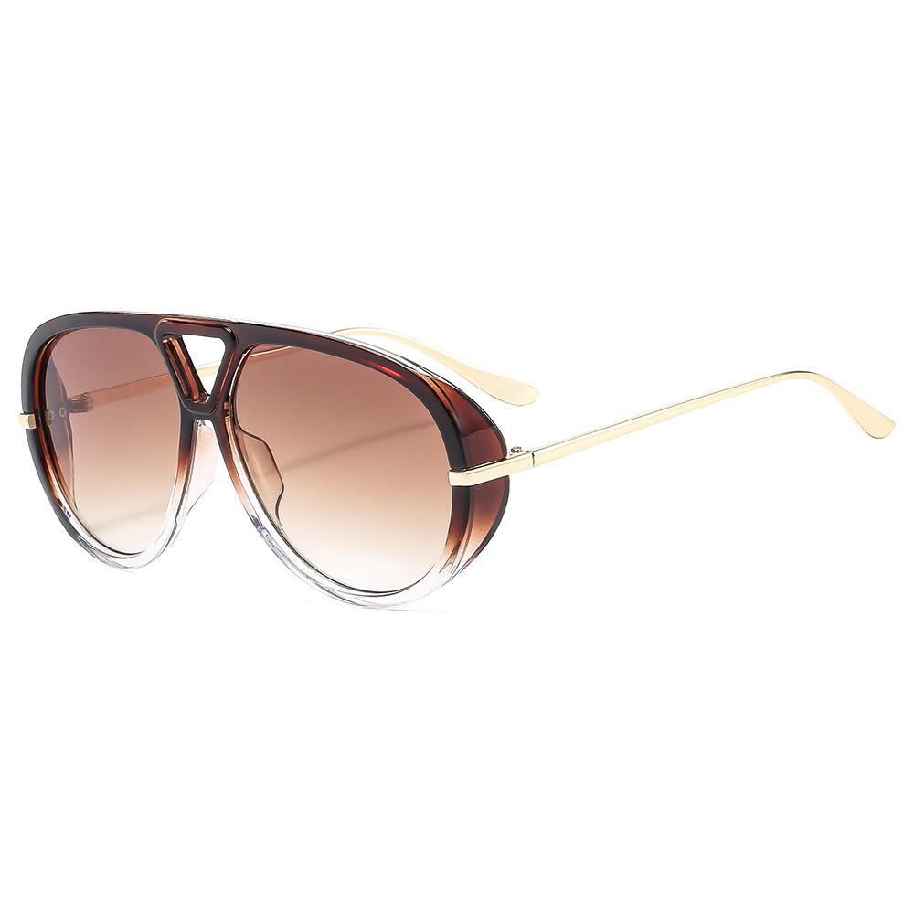 Retro Oversized Oval Leopard Gradient Women Sunglasses Double Beam Punk Style Fashion Luxury Large Frame Men Sun Glasses UV400