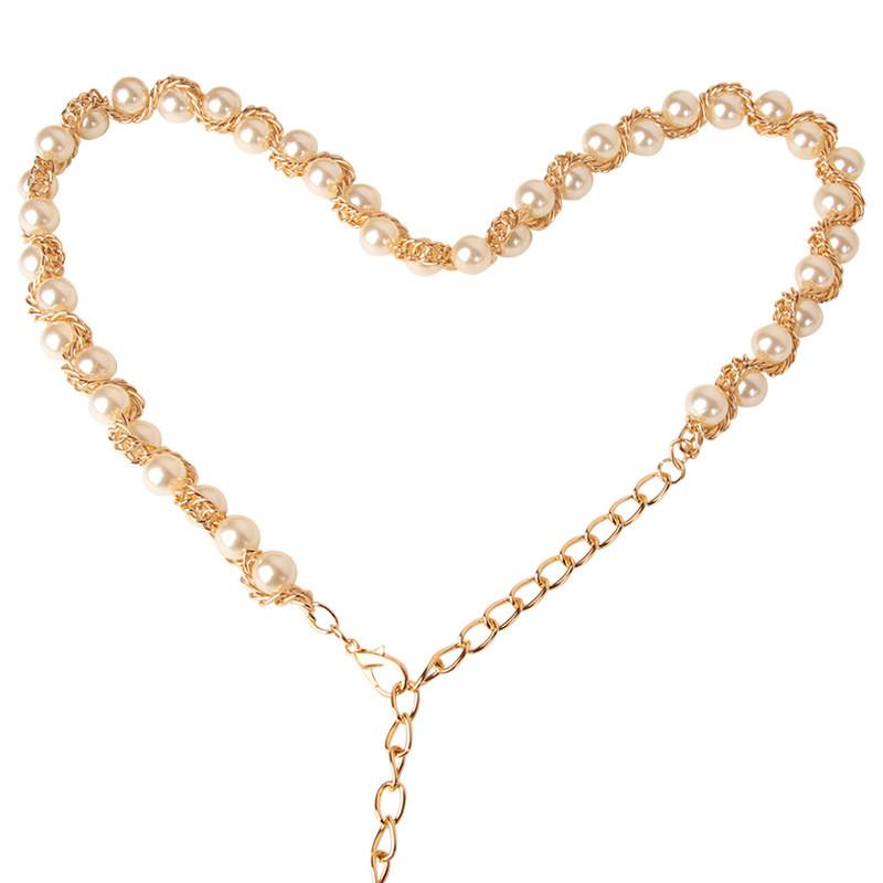 Pearl Chain Waist Belt For Women With Elegant Pearl Details For Dress Decoration