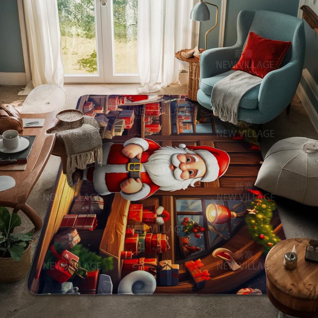 House Entrance Carpet Home Door Mat Living Room Bath Foot Bathroom Non-slip Water Absorption Rugs Bath Merry Christmas Winter