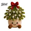 Holiday Gift Ideas for Family Simulated Crochet Christmas Potted Decor, Knitted Mini Artificial Tree Flower Miniature Plants Windowsills Ornament,