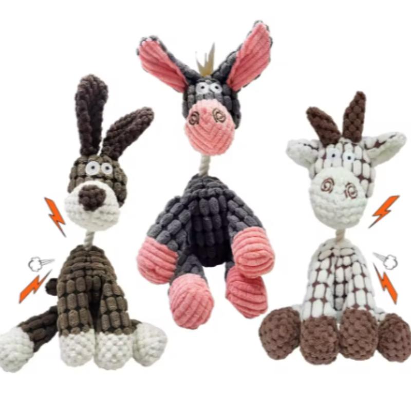 Donkey Shape Plush Dog Sounding Toy Interactive Bite Resistant Molar Training Decompress Pet Supplies for Dogs