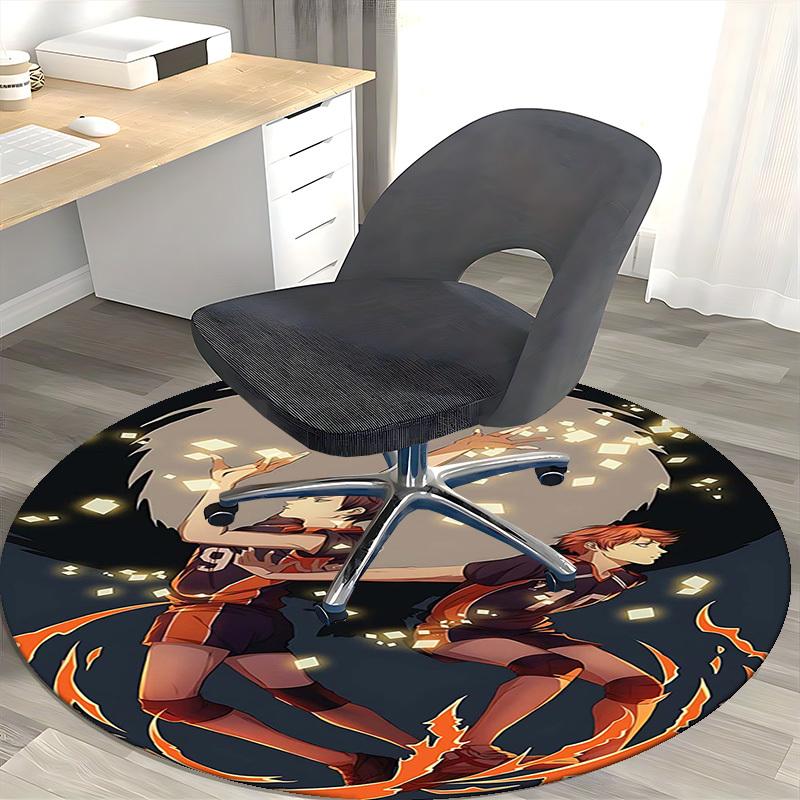 1pc Anime Basketball Player Round Carpet - Office Chair Mat, Anti-Slip Rug for Home Decor, Seasonal Gift, Suitable for Office, Living Room
