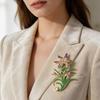 Enamel-colored Orchid Brooch for Luxury Business Formal Wear Accessory Pin, High-end Alloy
