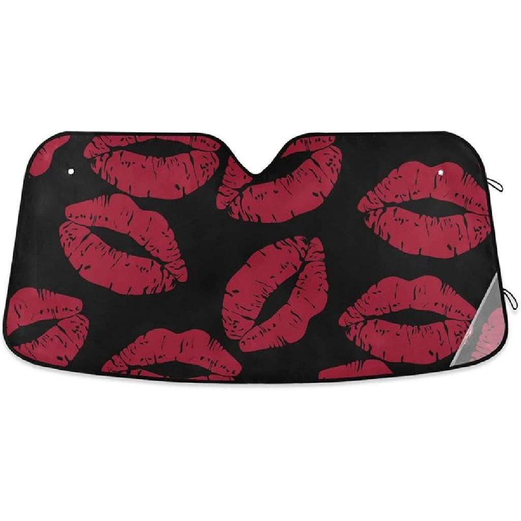 Black Leopard Car Windshield Sun Shade N Animal Skin Print Foldable UV Ray Sun Visor Protector Sunshade To Keep Your Vehicle Cool (55" X 27.6")