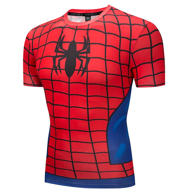 T-shirt de Compression Imprimé Spider-Man 3D Homme Marvel Manches Longues Séchage Rapide Hauts de Sport 2022