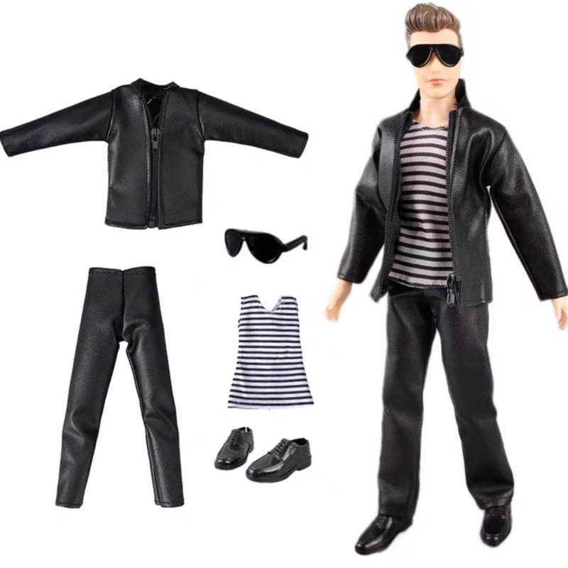 Men Handsome Clothes 1/6 Male Doll Black Suits Clothing Accessorie Supermodel Boy Fashion Dress Up Top Pant For 30Cm 12Inch Doll