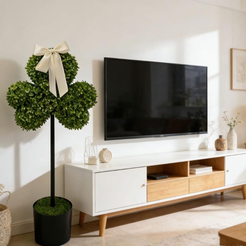 Artificial False Shamrock Plant In Pot No Maintenance Required For Holiday Decoration