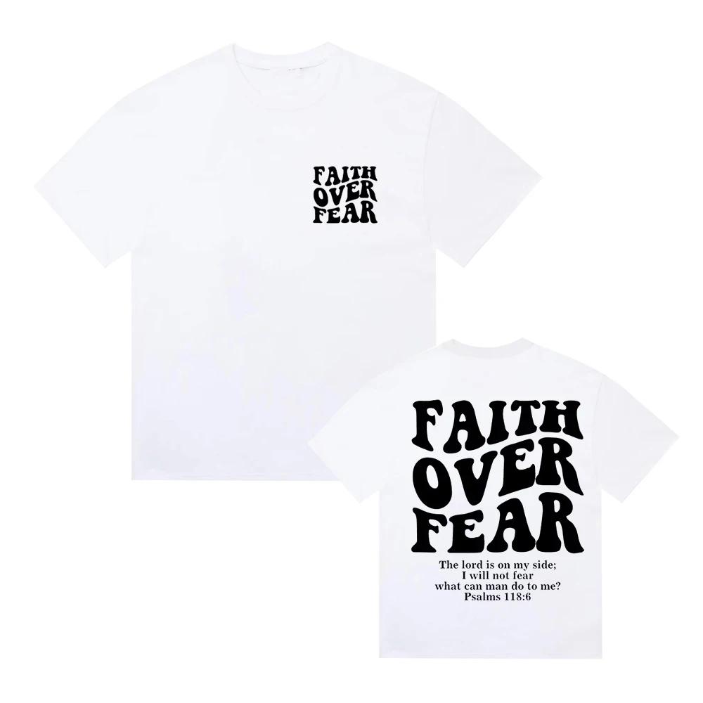 Faith Over Fear Christian Women Tshirts Christian Clothes Jesus Fashion Trendy Tshirts Bible Verse Sportwear Aesthetic Clothes