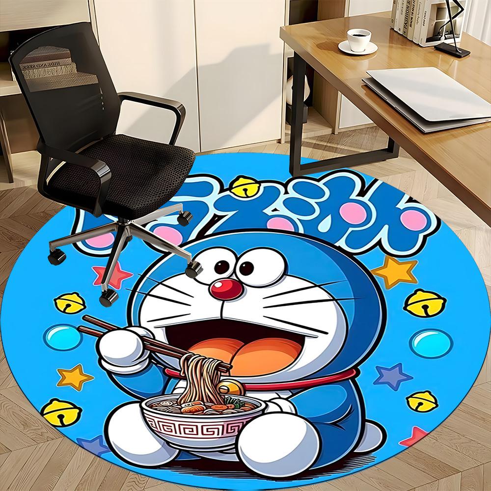 1pcDoraemon Noodles Office Round Area Rug, Indoor Mat Suitable For Office,Bedroom Living Room Home Decor, Room Deco A0928141