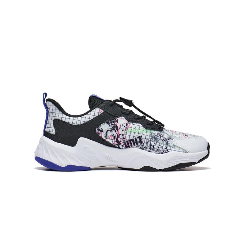 Li Ning Youth  Childrens Glow In The Dark Shock Absorbing Rebound Casual Shoes Kids Casual Shoes Black White YKCT108-3