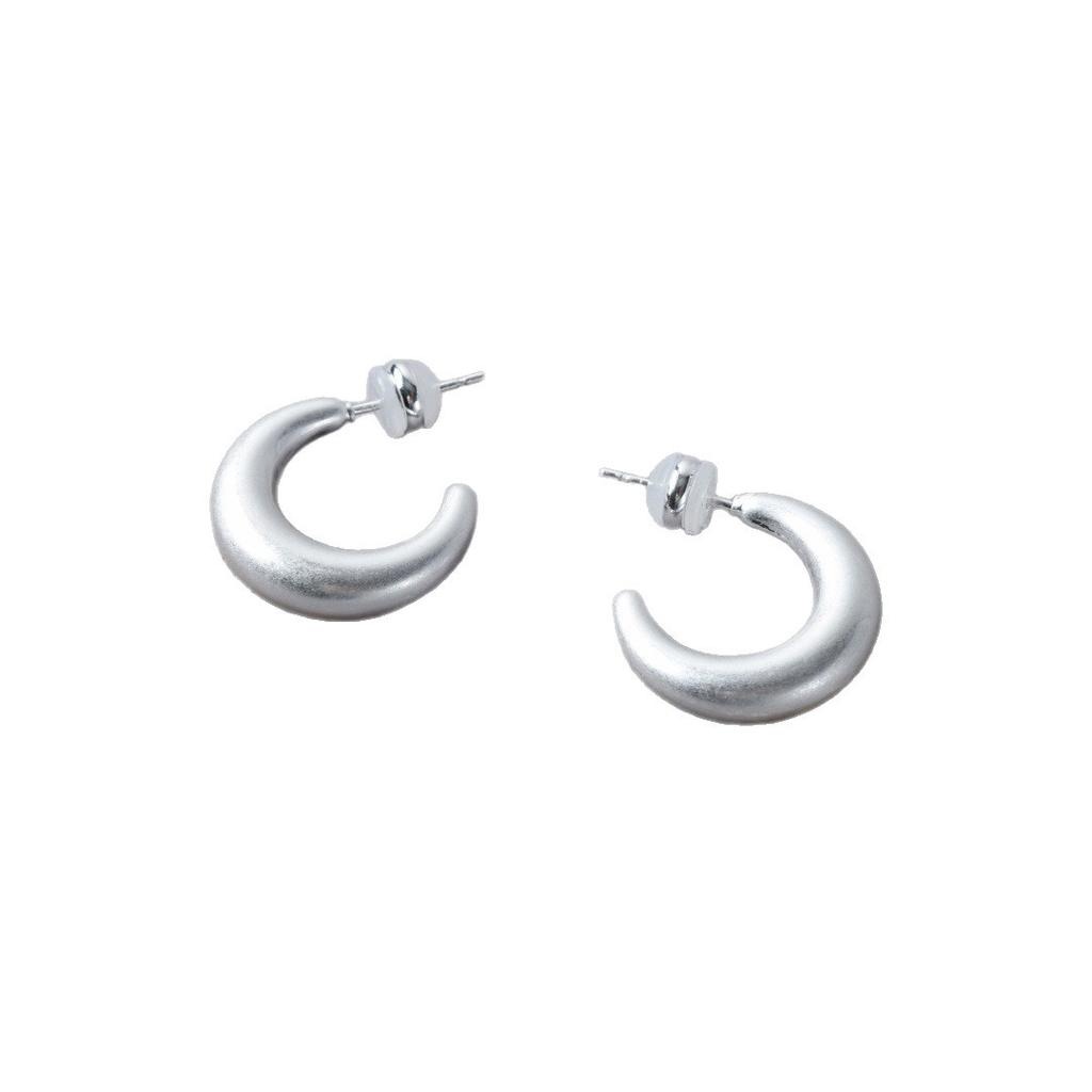 Simple And Fashionable Personalized Smooth C-Shaped Earrings S925 Silver Needle Earrings, Temperament Versatile Commuting Must Enter Earrings