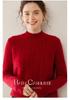 Women's High Neck Cable Knit Cashmere Sweater, Loose Fit, Solid Color, Thick Inner Layer for Autumn/Winter 2024