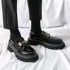 Spring and Autumn Youth Outer Wear Sleeve Lazy Shoes Fashion Trend Thick-soled Heightening Shoes Men's Low Top Round Head Casual Leather Shoes