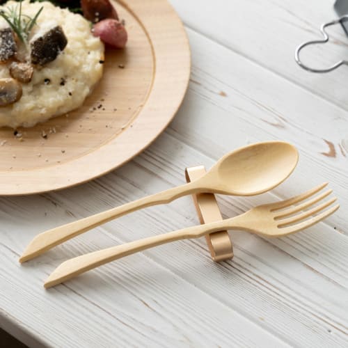 RIVERET Cutlery Fork, Medium, 19cm, Bamboo, Dishwasher Safe (White)