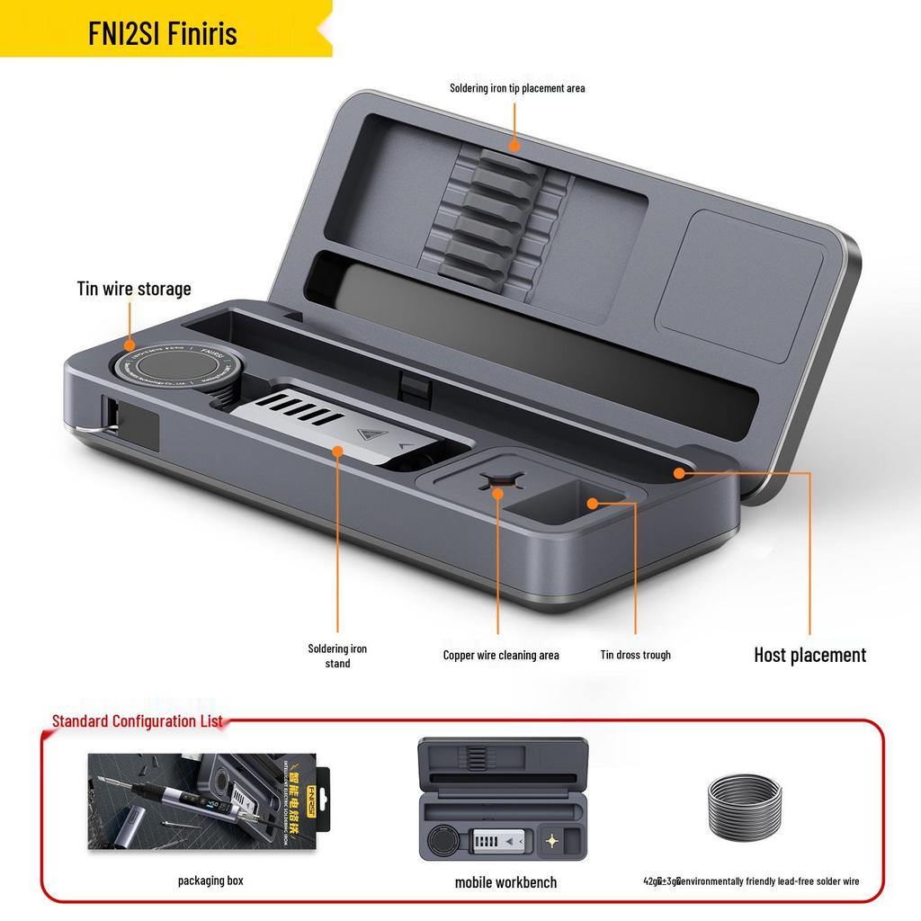 FNIRSI HS-02 Soldering Iron Set and Mobile Workbench Storage Box