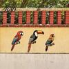 Decorative Toucan Parrot Prints 3Pcs Tropical Bird Wooden Wall Decor, 2D Flat Wood Outdoor Courtyard Decoration Art, Colorful Animal Ornament