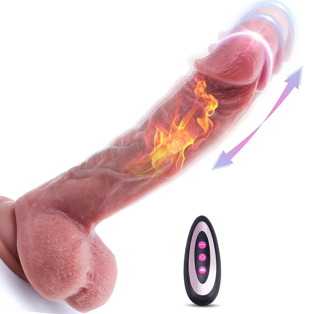 Stoßender realistischer Dildovibrator mit Vibration und Heizung, weiches Silikon, ferngesteuert, Analdildos, Klitoris, G-Punkt-Stimulation, Sexspielzeug für Erwachsene für Frauen