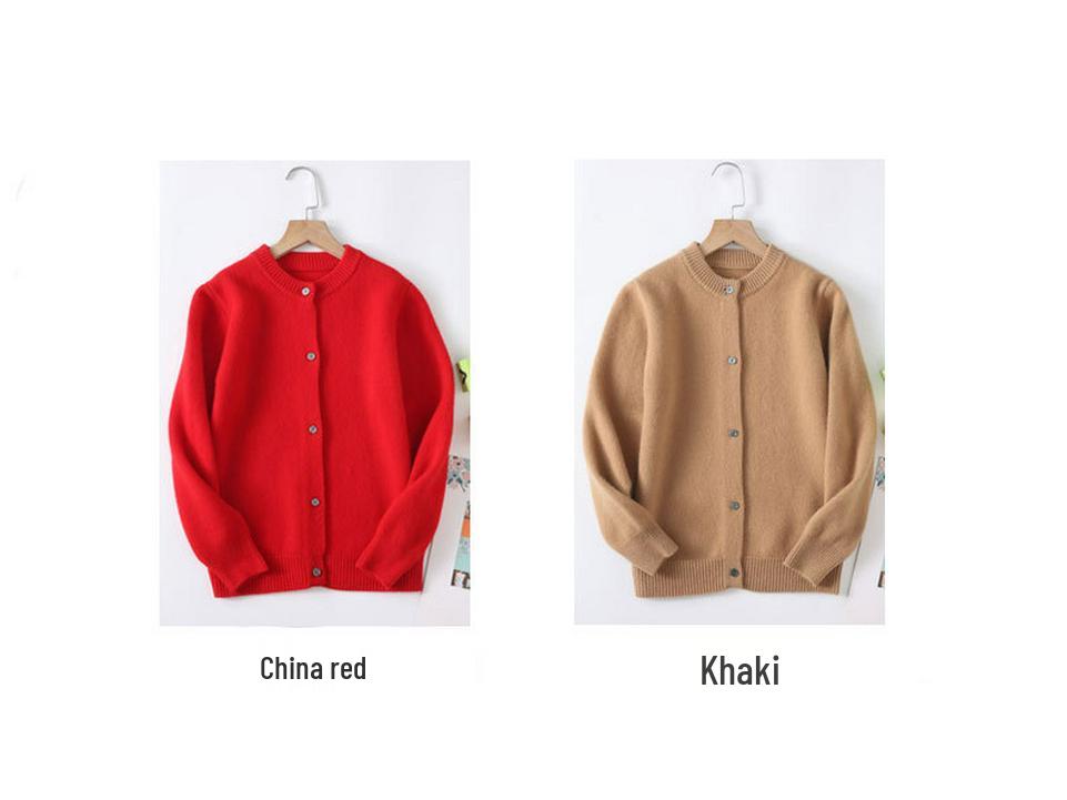 Kids' Pure Wool Round Neck Cardigan - Autumn & Winter Thick Sweater for Boys & Girls