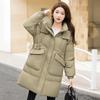 Medium and long hooded down cotton-padded clothes for women's winter new casual fashion warm small cotton-padded coat