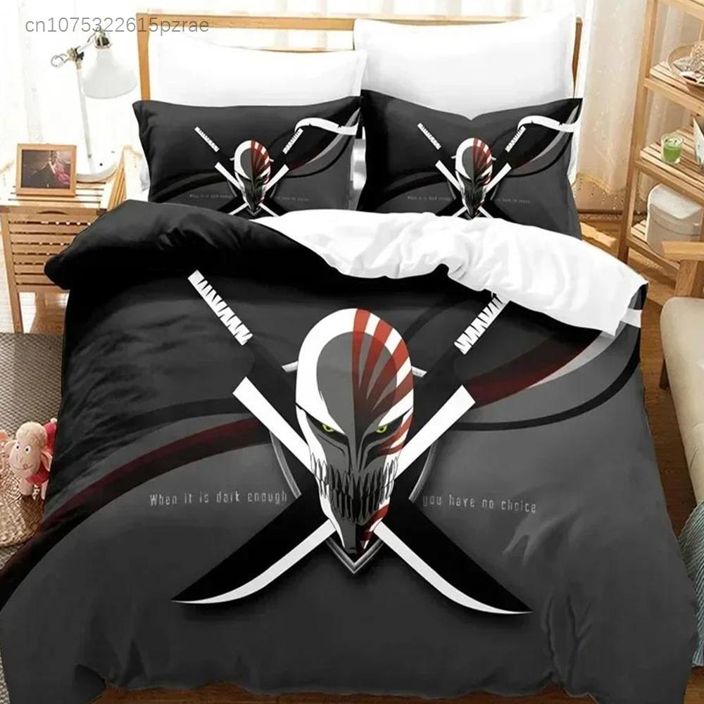 Top Anime Bleach Kurosaki Ichigo Bedding Set Boys Girls Twin Queen Size Duvet Cover Pillowcase Bed For Kids Adult Customizable