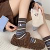 Ladies Autumn and Winter Warm Cartoon Embroidery Lovely Tube Pile Socks