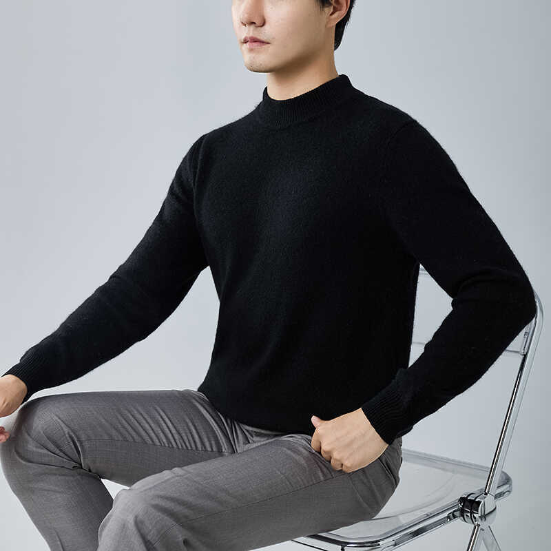 Semi-turtleneck cashmere sweater seven-needle thickened pullover sweater bottoming knitted sweater wool sweater