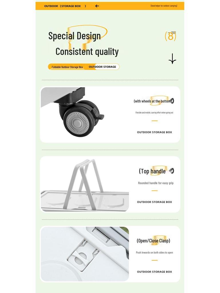 Składany pojemnik do przechowywania do bagażnika samochodowego z drewnianą pokrywką na kemping i piknik