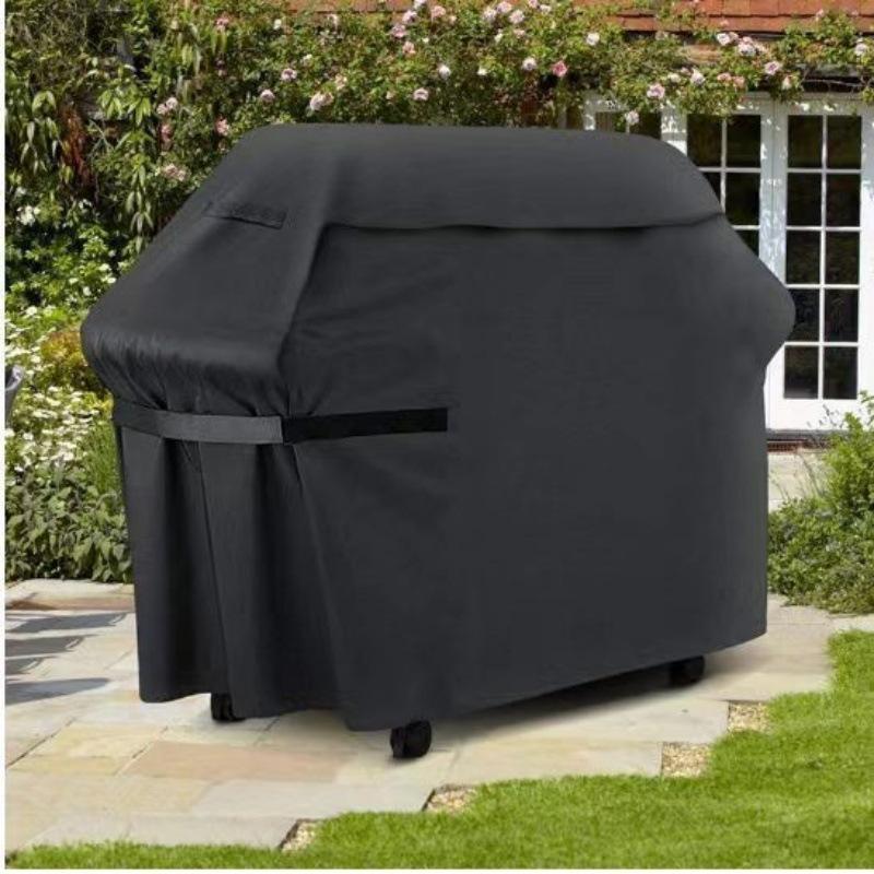 Outdoor BBQ Dust Cover, Black Silver Coated 210D Oxford Cloth Grill Cover