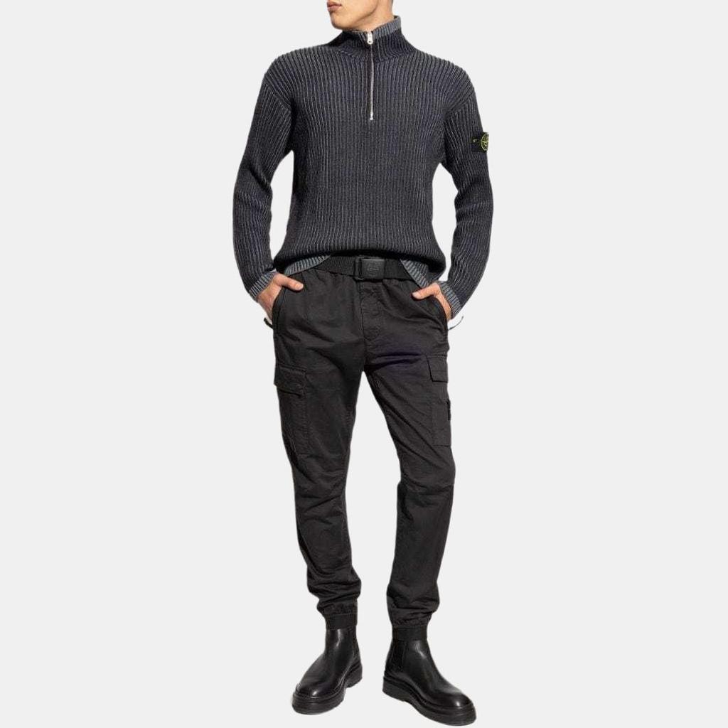 STONE ISLAND Svetr s logem a vysokým límcem, melírovaný antracitový, pánské topy, šedý 8115516C1-V0M65