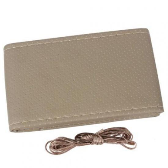 Coprivolante Universale in Pelle PU Cucito a Mano per Auto 37 - 38 CM 14.5";-15"; Trecce Taglia M Antiscivolo per Auto