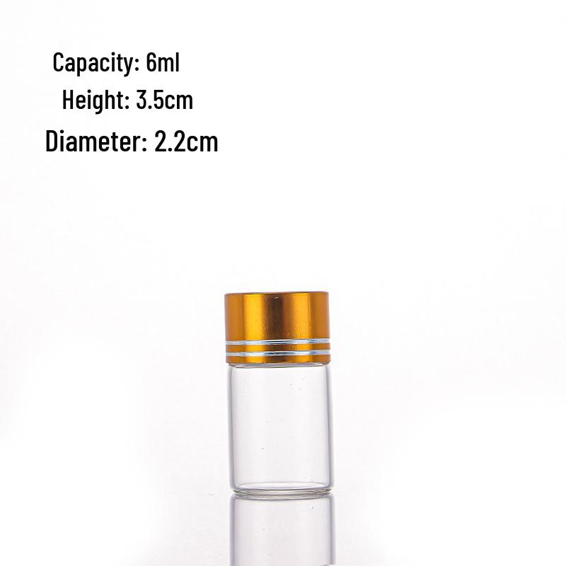 Oxidized Gold Lid Agarwood Saffron Glass Bottle, 22mm Diameter, Thickened Screw-Top Seal
