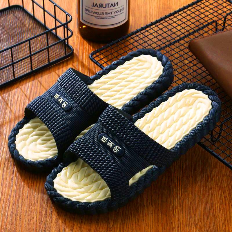 Men's EVA Slippers Black Patchwork Color Soft Sole Casual Indoor Slippers At Home Bathroom Anti Slip Slippers Summer
