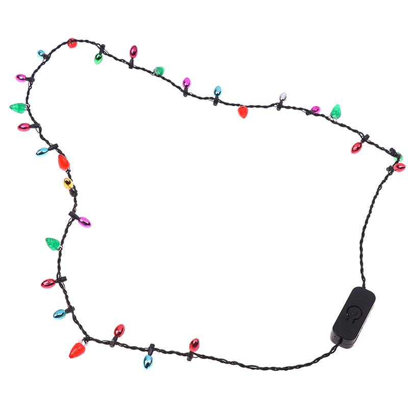Light Glowing Led Necklace Flashing Light-Up Blinking Christmas Lights Costume Necklace 8 Led Bulbs Glow Props Party Supply