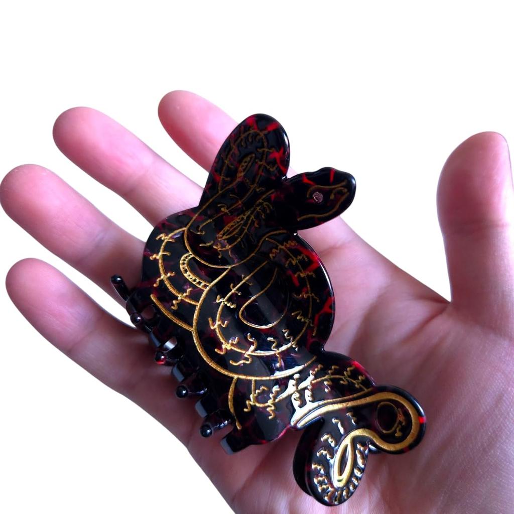 Novelty Mamba Snake Hair Clip,Funny Acetate Hair Clip,Big Claw Clip for Women,Funny Hair Claw Clip,Red