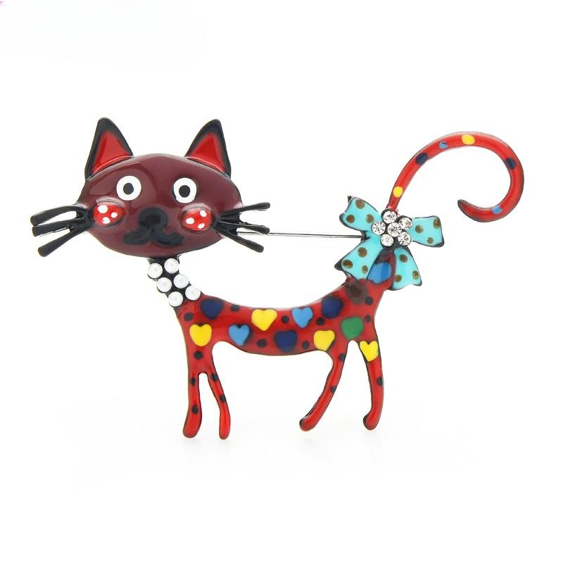 Lovely Cat Brooches 2-color Enamel Pet Animal Party Casual Brooch Pins For Women Men Gifts