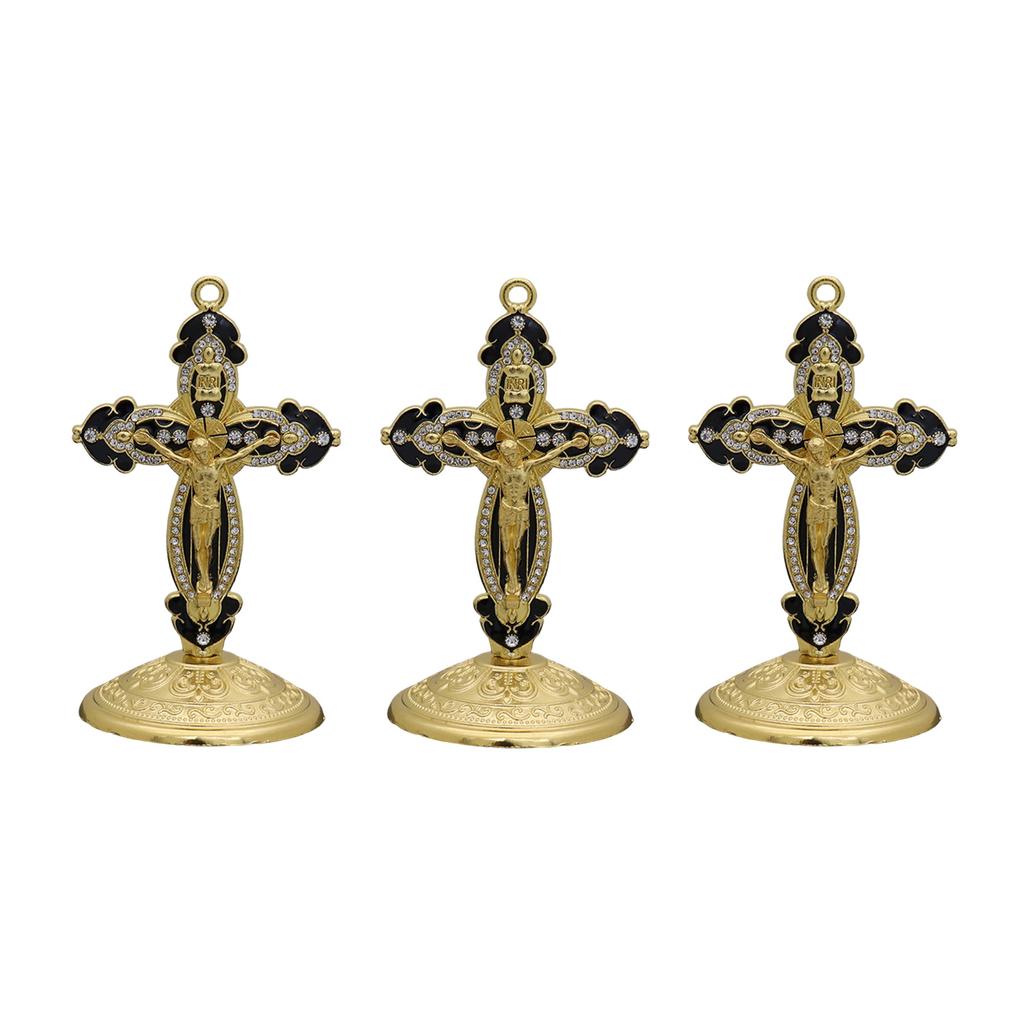 Colorfast Metal Christian Crucifix Craft with Stand for Home Religious Decoration With Artistic Designs
