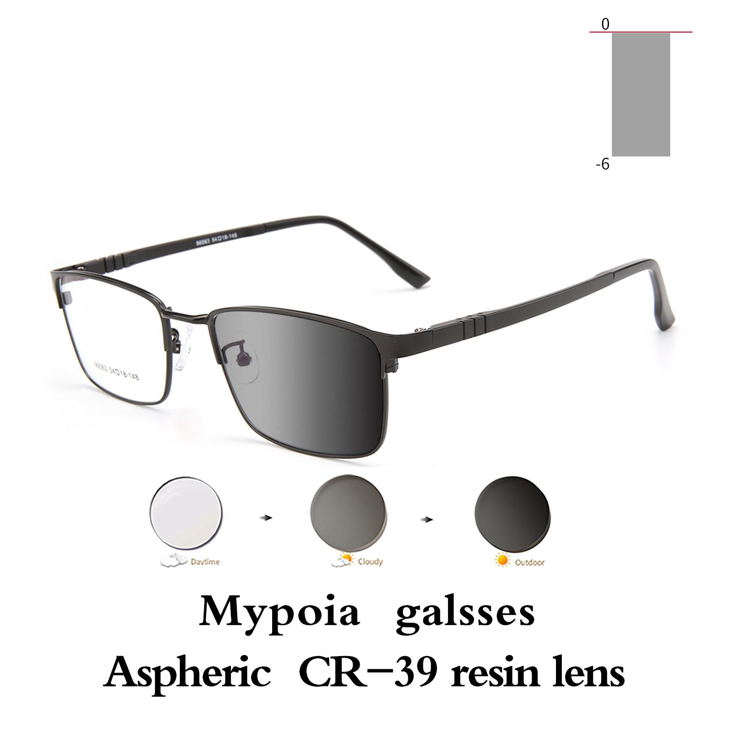 

Men s Photochromic Myopia Eyeglasses Retro Professional Half Frames Minus Sight Eyewear Outdoor Color Changing Sunglasses 0 +1.0To+4.0 1.75