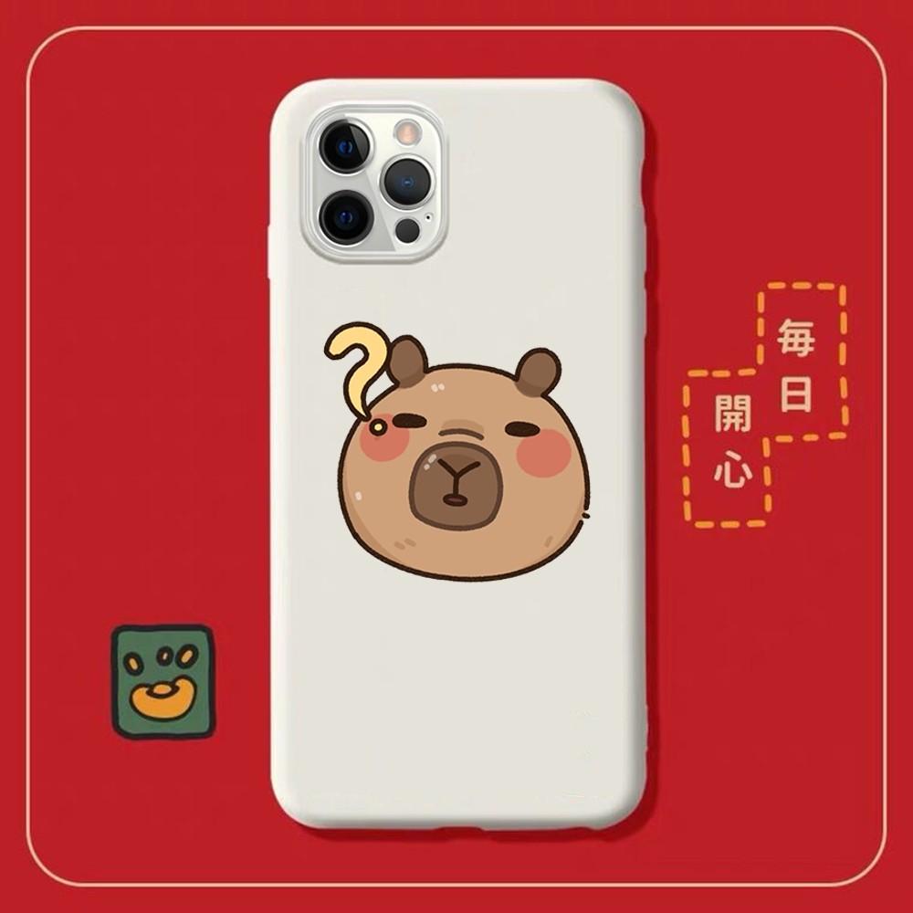 Cartoon Capybara Phone Case for iPhone 14 11 12 13 Mini Pro Xs Max 8 7 6 6S Plus X XR Solid Candy Color Case