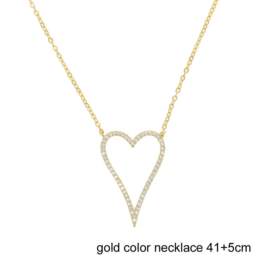 New High Quality Micro Pave White CZ Heart Charm Link Chain Necklace Minimal Delicate Lover Girlfriend Fashion Jewelry